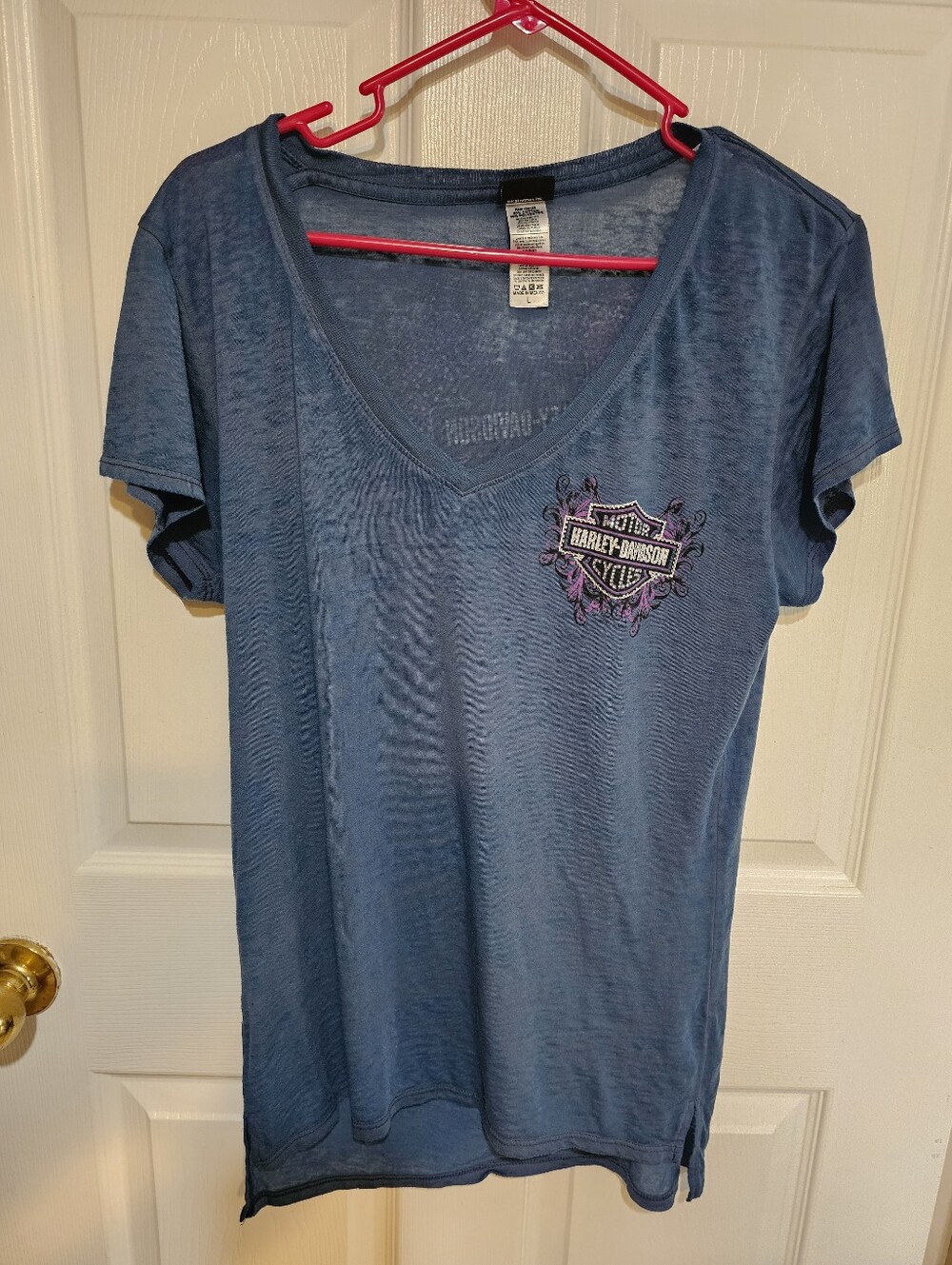 Harley-Davidson Women's Denim Blue V-Neck Tee